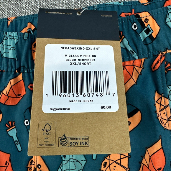 The North Face Shorts Mens XXL Pull-on Allover Camping Print Class V New - Picture 8 of 16